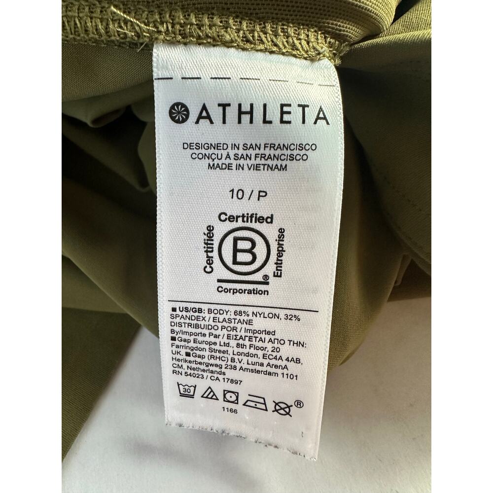 Athleta Cosmic Wide Leg Pant 10P Acacia Olive Green High Rise Travel Slacks EUC - Picture 5 of 11